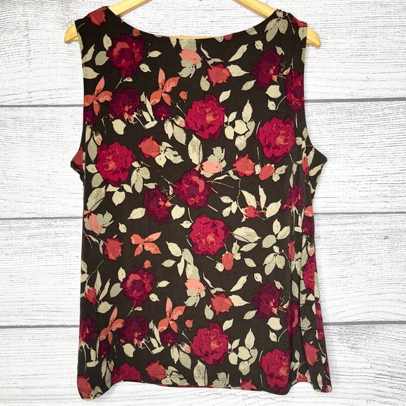 Croft & Barrow Red & !Brown Fall Floral Cowl Neck Sleeveless Blouse Top Size XL - Picture 5 of 8